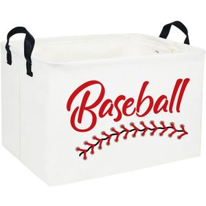 Rectangular Baseball Baskets Easter Gift Basket Empty Kids Storage Bins Baby Boy Basket Kids Baseball Toy Storage Bin Organizer Box Baseball Room Decor for Home(Baseball Basket)