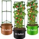 Suntee 3 Pack Tomato Cage with 10 Gallon Grow Bags, 48 Inch Tomato Cages for Garden Patio Balcony, Adjustable Height Tomatoes Plant Support for Climbing Vegetables Plants Flowers