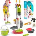 Toddler Cleaning Set, Kids Cleaning Toy Set with 2 in 1 Kids Vacuum That Really Works, Mop, Broom, 14Pcs Pretend Play Home Cleaning Playset for Toddler Ages 3+, Birthday Gift for Girls Boys (Red)