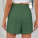 Hody Lovy High Waisted Linen Shorts for Women with Pockets Beach Vacation Resort Wear Casual Summer Lounge (Green, L)