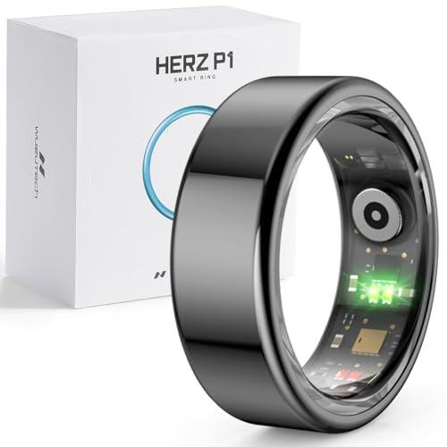 Herz P1 Smart Ring for Women & Men - (Size 13) 24/7 Health Metrics Fitness Ring, Tracks 20+ Biometrics, 6 Day Battery Life, Waterproof Stainless Steel, Free APP for iOS Android, No Subscription
