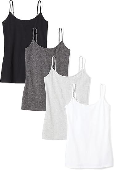 Amazon Essentials Women's Slim-Fit Camisole, Pack of 4, Size S