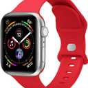Sport Band Compatible with Apple Watch Bands 40mm 38mm 41mm 42mm 44mm 45mm 49mm for Women Men,Soft Silicone Waterproof Replacement Strap for Apple Watch Series 11 10 9 8 7 6 5 4 Ultra 3 2 1 SE (Red)