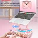 360 Rotating Adjustable Laptop Stand Perfect for Work, Painting,Office,Travel,Home,Fits MacBook & Laptops up to 13-15",Dual Rotary Shaft,Folding Design-Pink