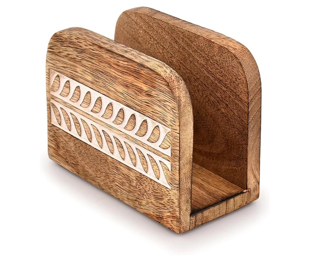 Napkin Holder Mango Wood Upright Paper Napkin Storage Rustic Farmhouse Wood Napkin Holder Vintage Home decor (5.5"x 2.5"x 4")