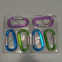 6PCS Black Carabiner Caribeaner Clip,3" Large Aluminum D Ring Shape Carabeaner with 6PCS Keyring Keychain Hook (2 Blue+2 Purple+2 Green)