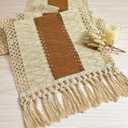 Fexia Boho Macrame Table Runner - 72 Inches Long, Brown, Farmhouse Style with Tassels for Parties, Weddings, Rustic Decor (Caramel)
