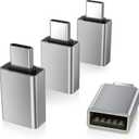Elebase USB C Adapter for New iPhone 17 16 4Pack,USBC Male to USB 3.0 Female Adapter,Type C Thunderbolt 4 OTG Converter for Receivers Dongles,Hard Disk,Printers,Camera,Tablet,Laptop,Microsoft Surface