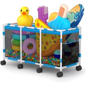 Pool Storage Bin 245 Gallon 72" L Extra Large Pool Float Storage Organizer with Heavy Duty Tear and Sunlight Resistant Nylon Mesh, 360 Rolling Pool cart for Pool Equipment