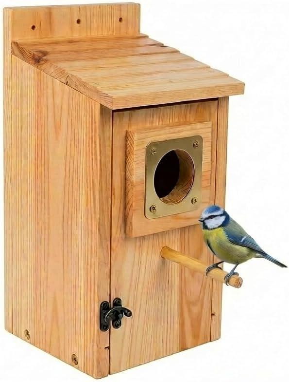 Bird Houses for Outside with Copper Guard,Thicken Wooden Bluebird House Clearance Garden Country Cottages, Nesting Box for Finch Swallow Wren Chickadee Wild Bird Supplies