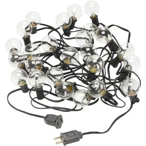 Radiance Clear String Globe Lights, 25 ft, Black Wire, G40 Bulb