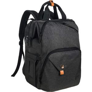 Hap Tim Diaper Bag Backpack,Large Capacity Travel Back Pack Maternity Baby Nappy Changing Bags, Double Compartments with Stroller Straps,Waterproof,Black (US7340-DG) (Dark Grey)