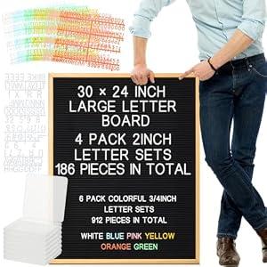 BBTO 1 Pc Large Felt Letter Board Sign 24 x 30 Inch, Changeable Letter Board with Boxes, Large Felt Menu for Restaurant Announcements, Restaurant Menus (Black, Classic)