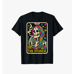 The Stoner Tarot Card Skeleton 420 Cannabis Weed Lover T-Shirt Size 3XL