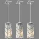 Chrome Pendant Lighting Modern Pendant Light, Mini Crystal Chandeliers, Adjustable Pendant Light Fixture for Kitchen Island Dinning Room Bedroom (3 Pack)