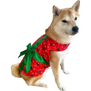 ComfyCamper Dog Gift Christmas Costume - Xmas Present Santa Claus Elf Holiday Outfit Clothes Shirt Accessories, L (Red)