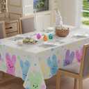 XCHI Colorful Dots Cute Bunny Watercolor Rabbits Easter Tablecloth Rectangle Table Cloth Washable Table Covers for Indoor Dining Home Party Decorations 60x84 Inch