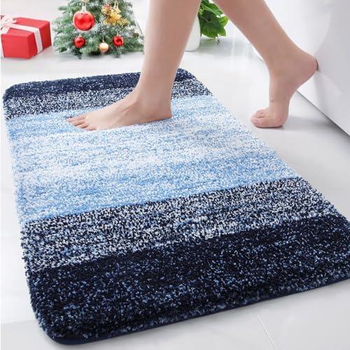 Arotive Microfiber Bathroom Rugs, Shaggy Soft and Absorbent Bath Rug, Non-Slip, Thick Plush Machine Washable Dry Bath Mats for Bathroom, Tub and Shower, 30x20, Blue
