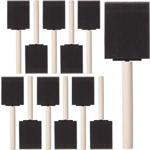 Bates- Foam Paint Brushes, 2 Inch, 16 Pack, Wooden Handle, Sponge Brushes for Painting, Staining, Varnishes, Gluing and DIY Craft Projects on Wood, Metal & More (Black)