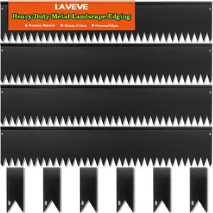 LAVEVE Landscape Edging Galvanized Steel Black, Hammer-in Metal Garden Edging Border with Clips, Suitable for Garden Fence, Paver Edging, Lawn and Yard