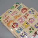 GRINNNIE Wooden Puzzles for Toddlers 3 4 5 Years Old, Montessori Toddler Toys 5PCS Peg Puzzles with Knob - Number, Alphabet, Shape, and Animal, Great Christmas Birthday Gifts for Boys Girls