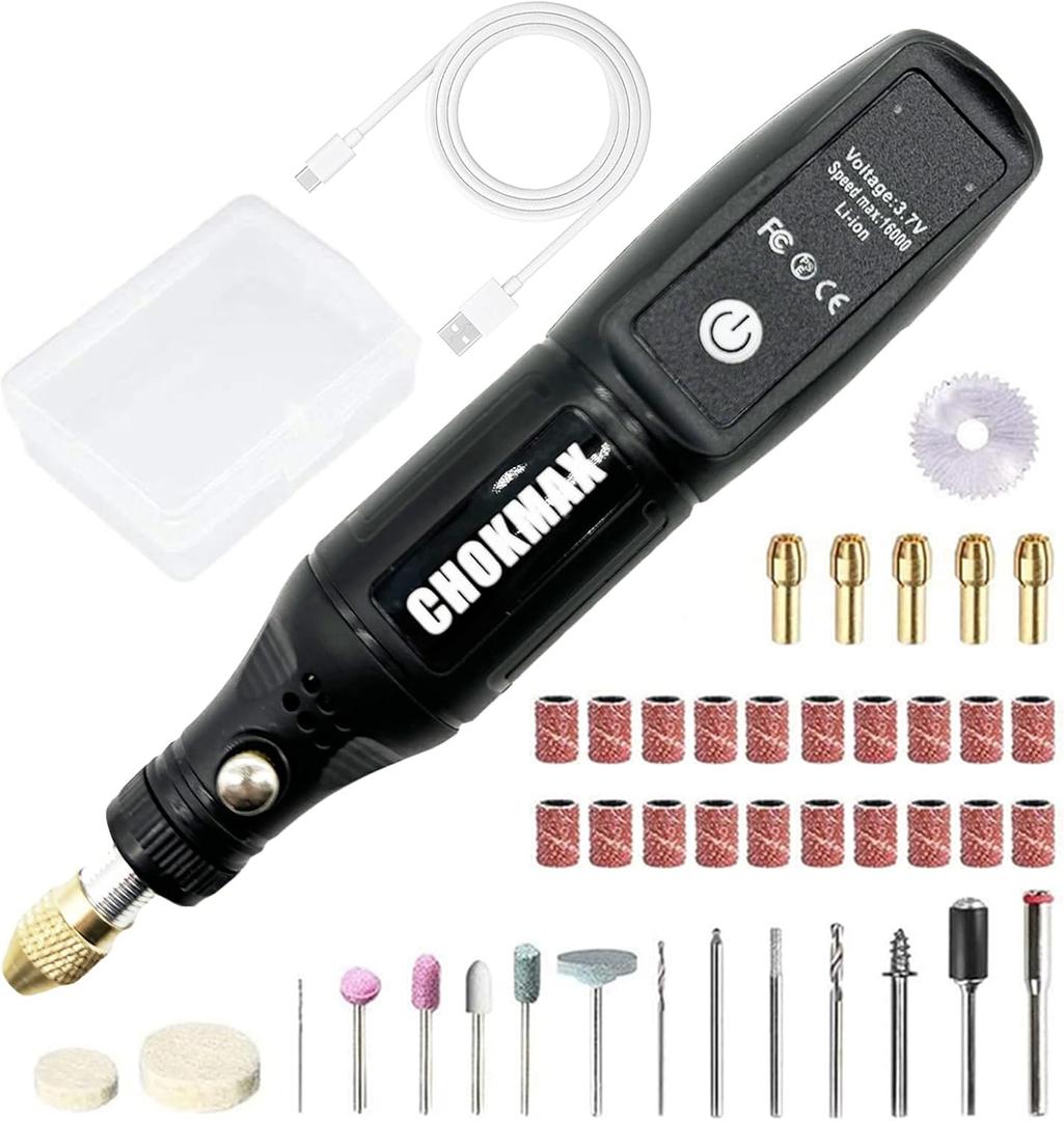 Cordless Rotary Tool, 3.7V Li-ion Mini Rotary Multi-Tool Kit with 42pcs Accessories Electric Rotary 16000rpm Speed DIY Grinder for Polishing, Cleaning and Engraving (Black)