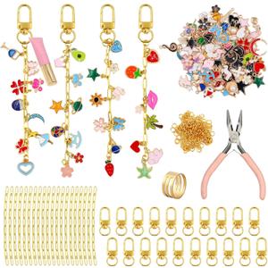 Gaiett 319 Pcs Christmas Keychain Making Kit with Charms, Christmas Bag Charm Making Kit Including 112 Charms 20 Keychain Clips Hooks 25 Extender Chains 160 Jump Ring and Jewelry Plier for DIY Crafts