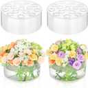 4 Pack Clear Acrylic Flower Vase Circle Floral Centerpiece Dining Table, 5.9 Inch Wedding Round Flower Vase, 15 Holes Modern Acrylic Low Vases with Holes