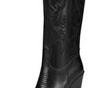 ISNOM Cowboy Boots Cowgir Boots for Women, Pointed Toe Chunky Heel Western Boots, 9.5