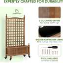 Idzo Raised Garden Bed with Trellis, Durable Oil Coated Planter with Trellis, 50 Inches Height Vertical Gardens Outdoors with Lockable Wheels and Convenient Non Woven Lining