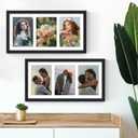 DUENPY 8x16 Collage Picture Frame, 5x7 Collage Picture Frame Displays Three 5x7 inch Photos, or 8x16 (Without Mat) for Available Horizontal Wall Mounting Display and Vertical, Black