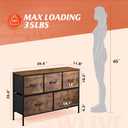 WLIVE Dresser for Bedroom, with 5 Fabric Drawers, Rustic Brown Wood Grain, 11.73"D x 39.37"W x 26.57"H