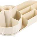 IWOWHERO Rotating Makeup Brush Holder Organizer 7 Sections Brush Storage Box Vanity Makeup Organizer Pen Container