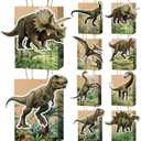 Resurhang 24 Set Dinosaur Party Favors Bags with 48 Theme Card Stickers Cute Dino Goodie Treat Gift Bags with Handles for Dinosaur Birthday Baby Shower Party Supplies Decor