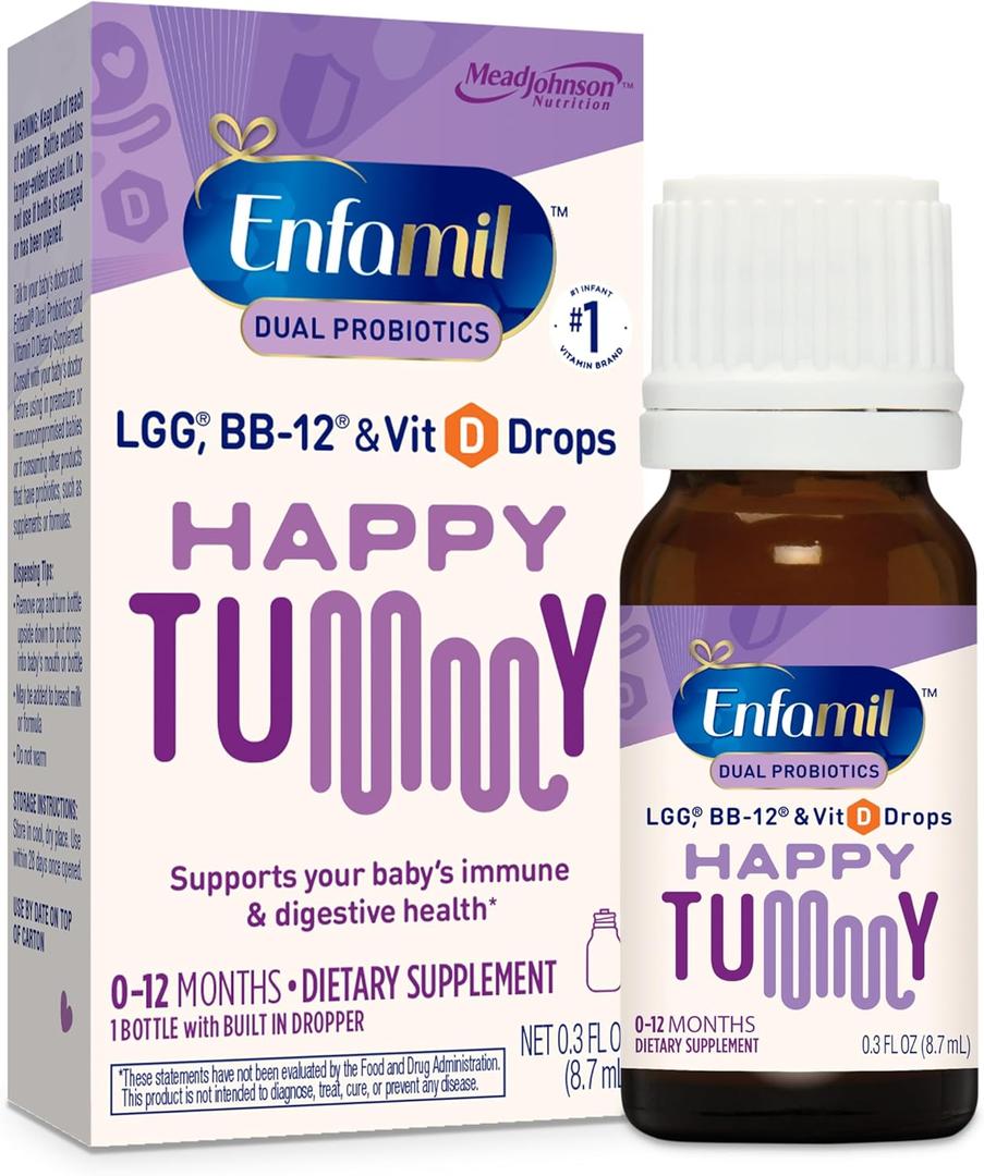 Enfamil Prenatals & Baby Vitamins Dual Probiotics Drops, Supports Baby's Immune & Digestive Health*, 8.7mL Bottle