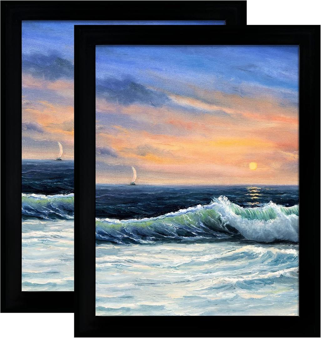 LUCKYLIFE 24x36 Poster Frame in Black Solid Wood with Plexiglass 2 Pack