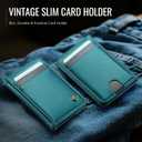 Wallet for Women Men RFID Blocking Card Holders and Money Slots, PU Leather Front Pocket Minimalist Slim Wallets Gift for Mens, Bluish Green