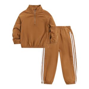 Renotemy 2T 3T Boy Clothes Fall Winter Toddler Outfits Half Zip Pullover Sweatshirt Pants Brown Waterproof Windbreaker Jacket 2 Year Old Boys Clothes Cozy Raincoat Tracksuit Clothing Set 2-3T (Brown)