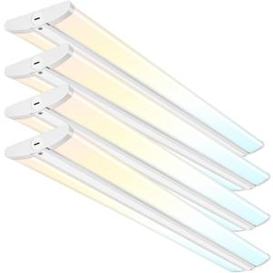 hykolity 4FT LED Wraparound Light with 3 Wattages/3 Lumens/3 CCT Selectable, 55W/65W/75W, 5500lm/6500lm/7500lm, 3000K/4000K/5000K Flush Mount Ceiling Light for Office Kitchen, ETL, 4 Pack