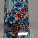 SleekCover for Galaxy S25 Plus 5G Case,3 in 1 Oil Painting Flower Pattern Heavy Duty Protection Silicone Rubber Bumper+Hard Plastic Protective Cover for Samsung Galaxy S25 Plus,Blue Flower