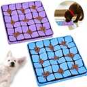 OurMiao Silicone Snuffle Mat for Dogs 2 Pack, Silicone Dog Slow Feeder Lick Mat with Suction Cups, Dog Puzzle Feeder Toys Sniff Mat Foraging Mat for Smell Training Slow Eating, Blue & Purple