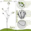 4 Pcs Artificial Greenery Stems Plants 35.4" Faux Branches for Vase Filler Fake Ficus Twig Plants for Home Office Party Wedding Shop Decoration