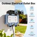 BSEED Outdoor Outlet Box with LED Indicator, Dual 15 AMP 5-15 Receptacle IP66 Waterproof Weatherproof Outdoor Electrical Box with Lockable Cover, Power Plug for Gardens Yards