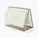 MIMOSA MOMENTS Collapsible Double-side Brass Metal Floating 4x6 Picture Frame, Tabelop Photo Frame Display 2 pcs 4x6 Horizontal Photo