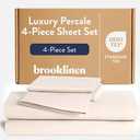 Brooklinen Percale 4-Pc Sheet Set for Hot Sleepers, Luxury - Queen, Cream Cool, crisp percale weave in 100% long-staple cotton, breathable for hot sleepers; machine washable; lightweight & durable, Cream