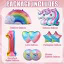Unicorn Birthday Decorations for Girls, 10pcs Unicorn Balloons Set with Rainbow, Heart and Number 1 Foil Balloons for 1st Birthday Party Decorations