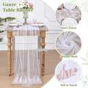 White Gauze Table Runner Tulle Fabric 10ft 120 Inch Seasonal Sheer Kitchen Dining Centerpieces Wedding Birthday Holiday Baby Shower Table Decor for Home Party, 3PCS