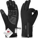 -10 Waterproof Winter Gloves for Men & Women, 5-Layer Ski & Snow Gloves for Cold Weather, Breathable Warm Gloves with Touch Screen Fingers (Medium, Black)