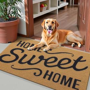 OLANLY Front Door Mat, Low Profile Welcome Doormat for Home, Stain and Fade Resistant, Easy to Clean, for Indoor and Outdoor Entrances, Porch or Entryway, 30x17 Inch, Brown