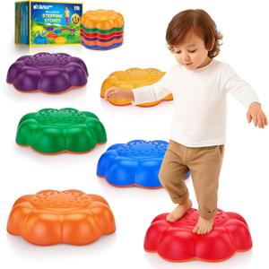 Stepping Stones for Kids - 6Pcs Non-Slip Balance Stepping Stones, Promote Toddler Gross Motor Skills & Coordination, Obstacle Course Toys for Indoor & Outdoor Play, Ideal Gifts for Toddlers